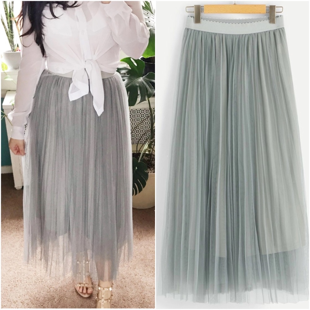 Elegant High Waisted Pleated Party Maxi Skirt - Picture 2 of 14